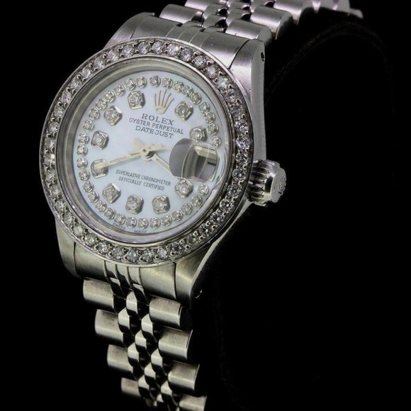 Rolex Ladies Date Datejust Oyster Stainless Diamond Dial Bezel Watch main image 6